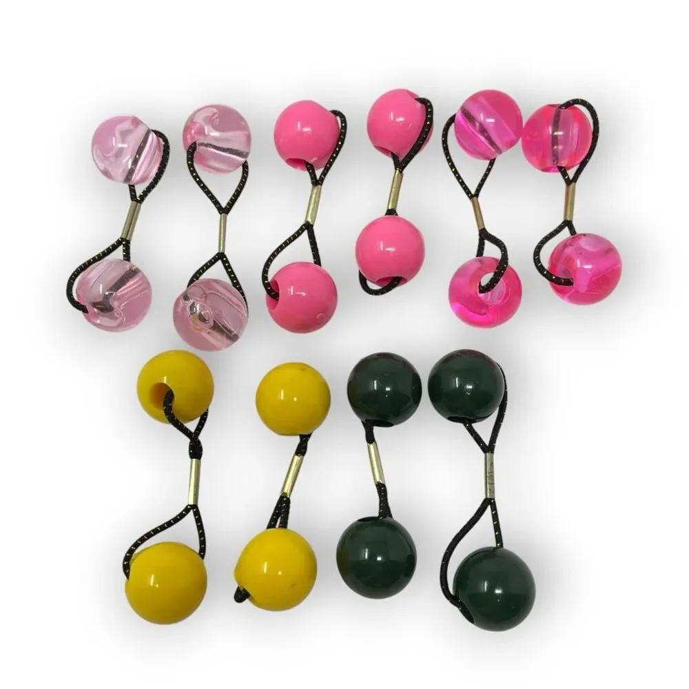 Twin Bead Hair Knocker Pony Tail Holders Bubbles Balls Tie Backs Lot of 10 Goody